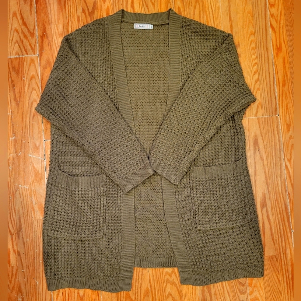 Tarse Sweater Cardigan Tan/Olive